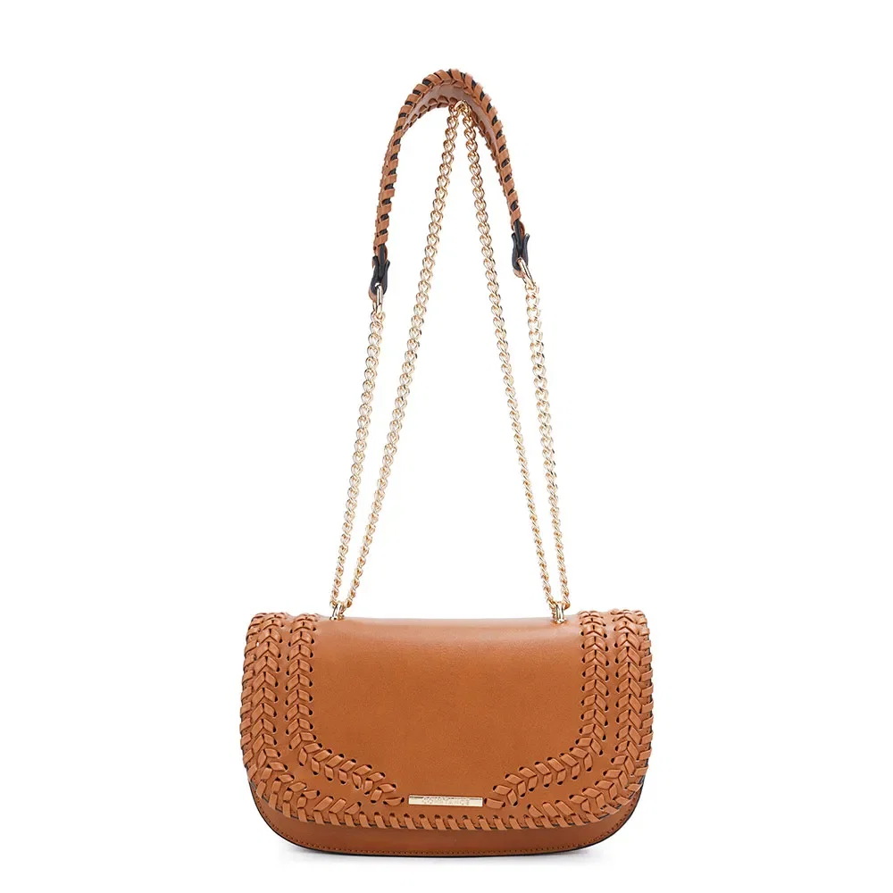 Bolsa Tiracolo Trançada Caramelo