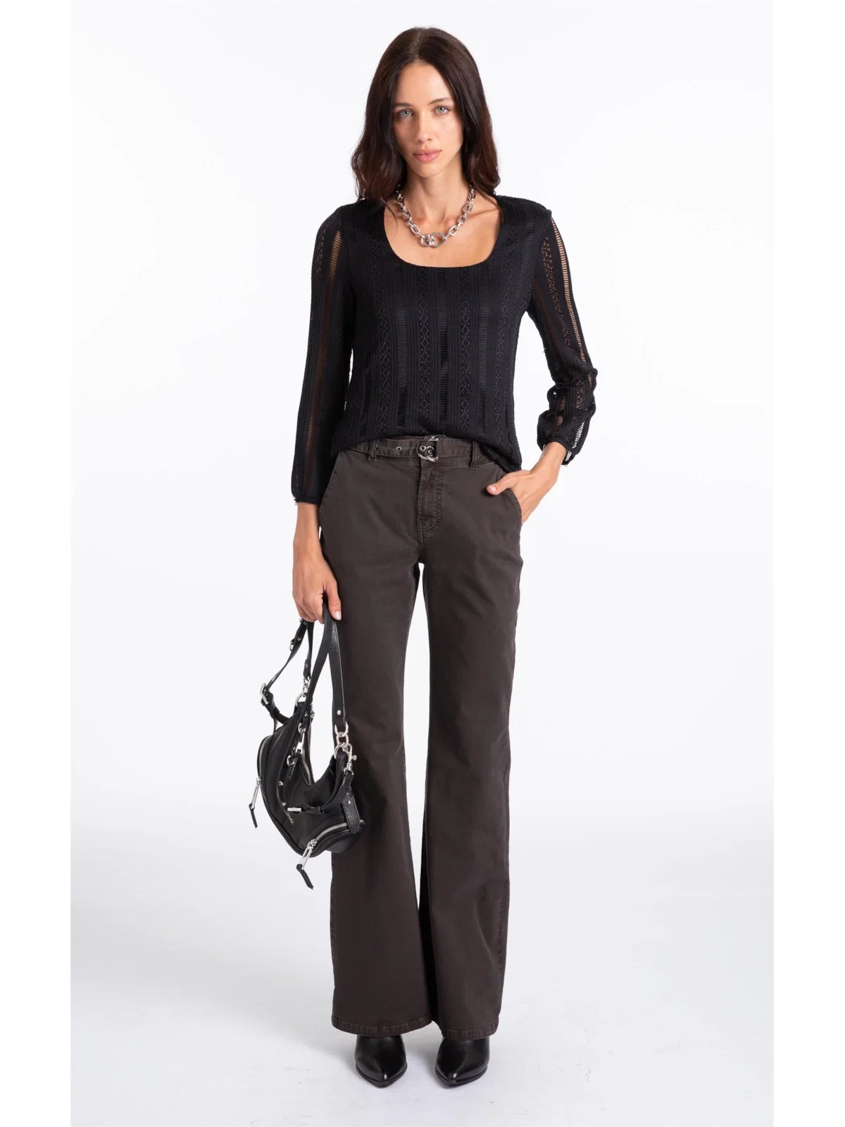 Calça Sarja Rain Flare Marrom Escuro