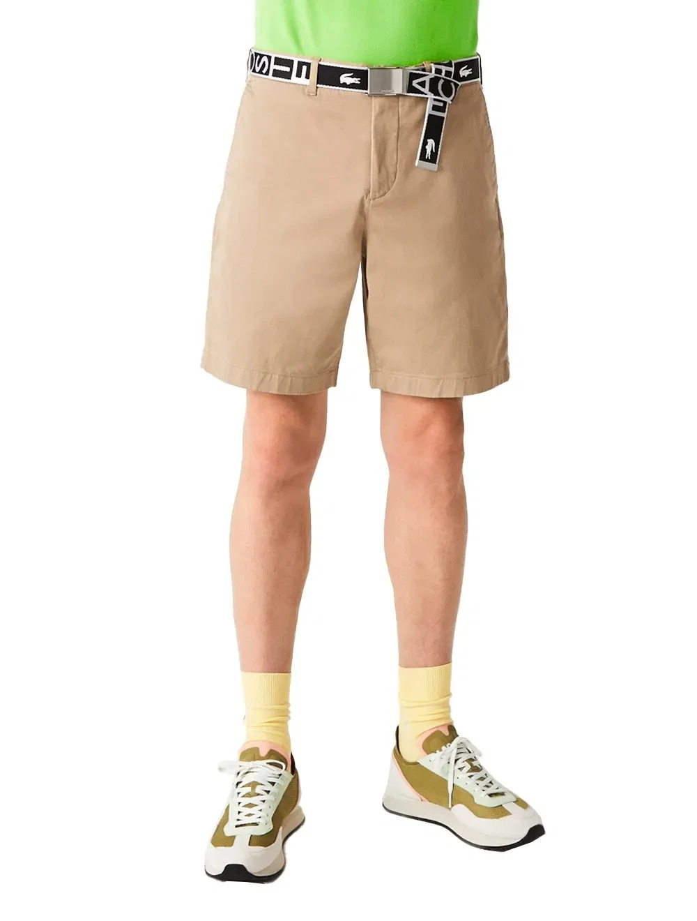 Bermuda Lacoste Masculina Sarja Regular Cotton Stretch Cáqui — imagem 1