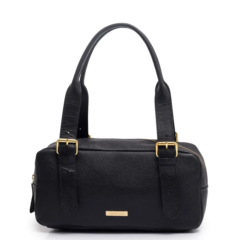 Bolsa Baguete Fivelas Preta