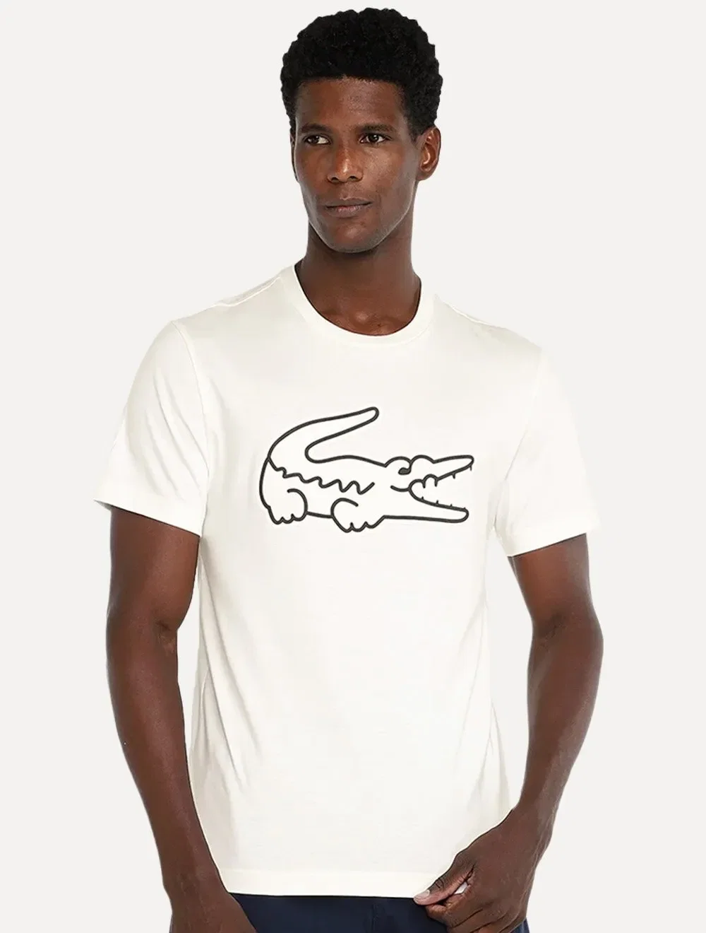 Camiseta Lacoste Masculina Regular Fit Print Croco Off-White
