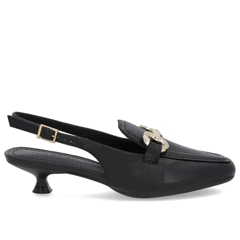 Slingback Preto Tira Calcanhar Couro Bridão — imagem 1