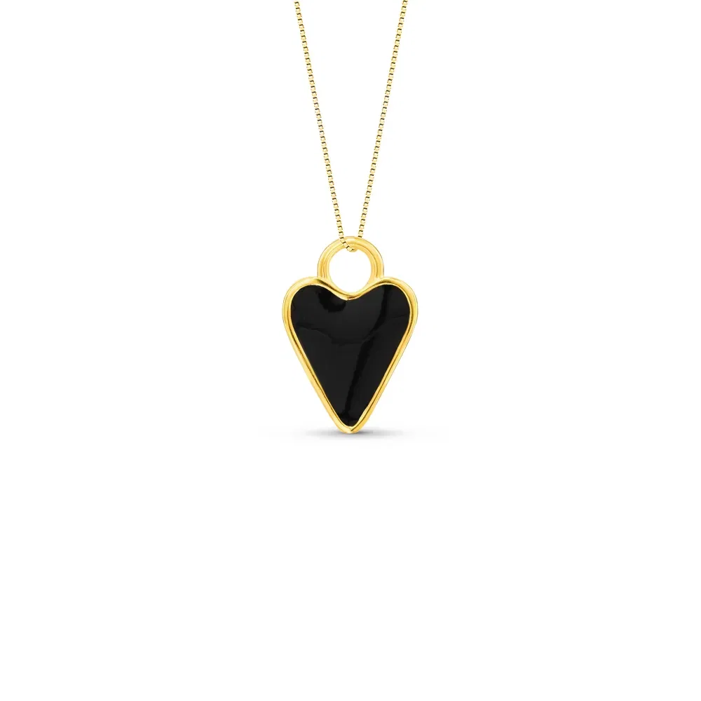 Pingente Cuore em Ouro Amarelo 18k com Esmalte, 14.7mm — imagem 1