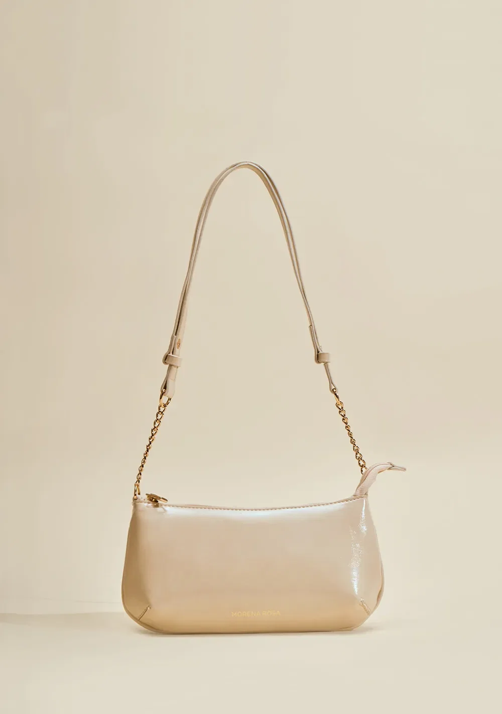 Bolsa Baguete Alça Corrente Off White