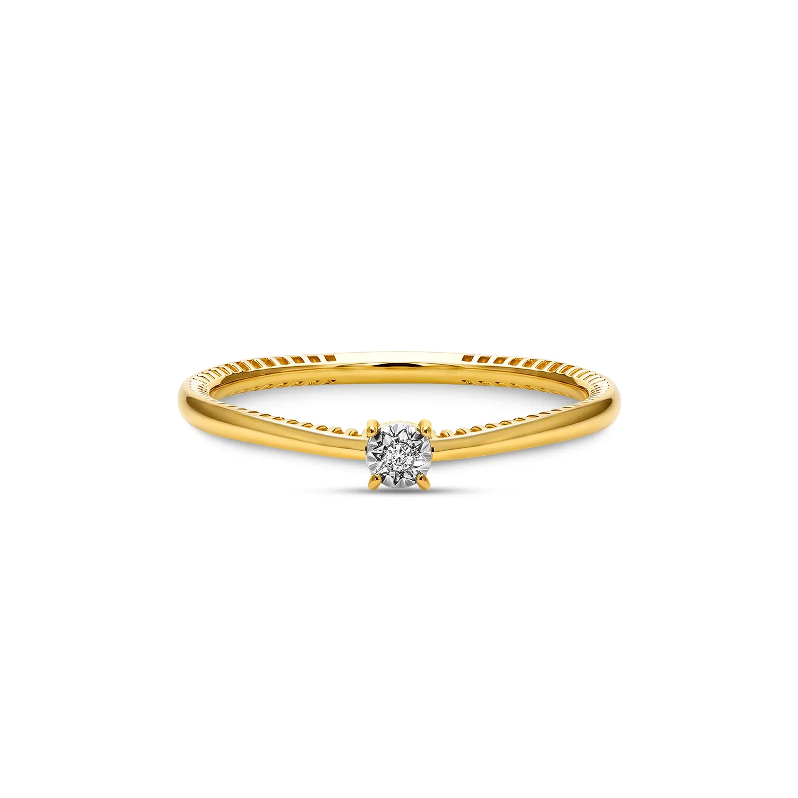 Anel Solitário Illusion em Ouro Amarelo 18k com 0,015ct de Diamante — imagem 1