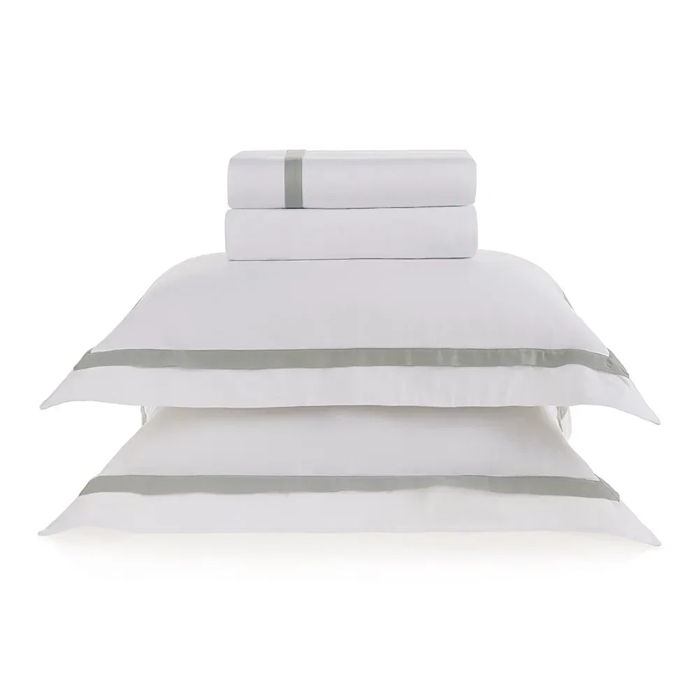 Jogo de cama 300 fios Cetim Vercelli Branco / Nebbia