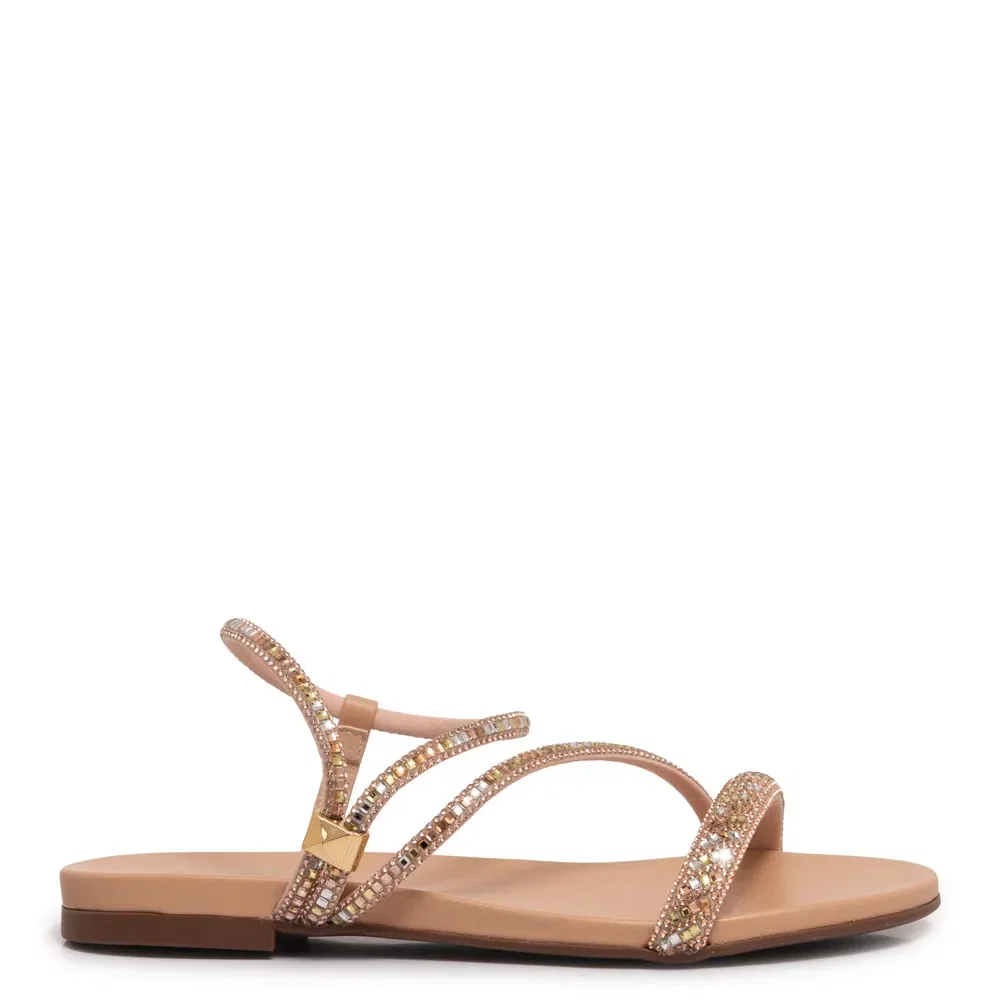 Rasteira Rosé Tiras Strass — imagem 1