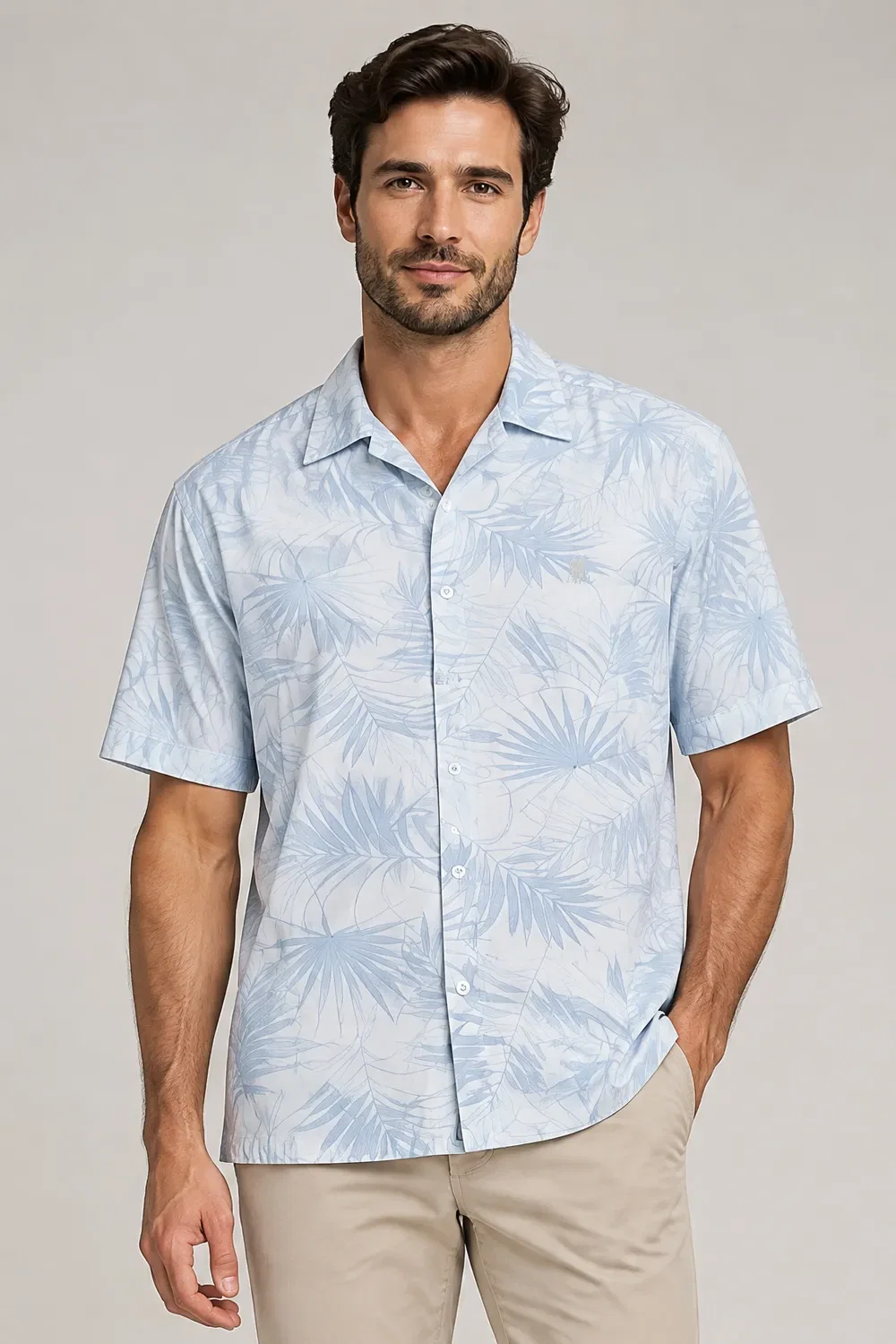 Camisa Manga Curta Masculina Polo Wear Azul Claro