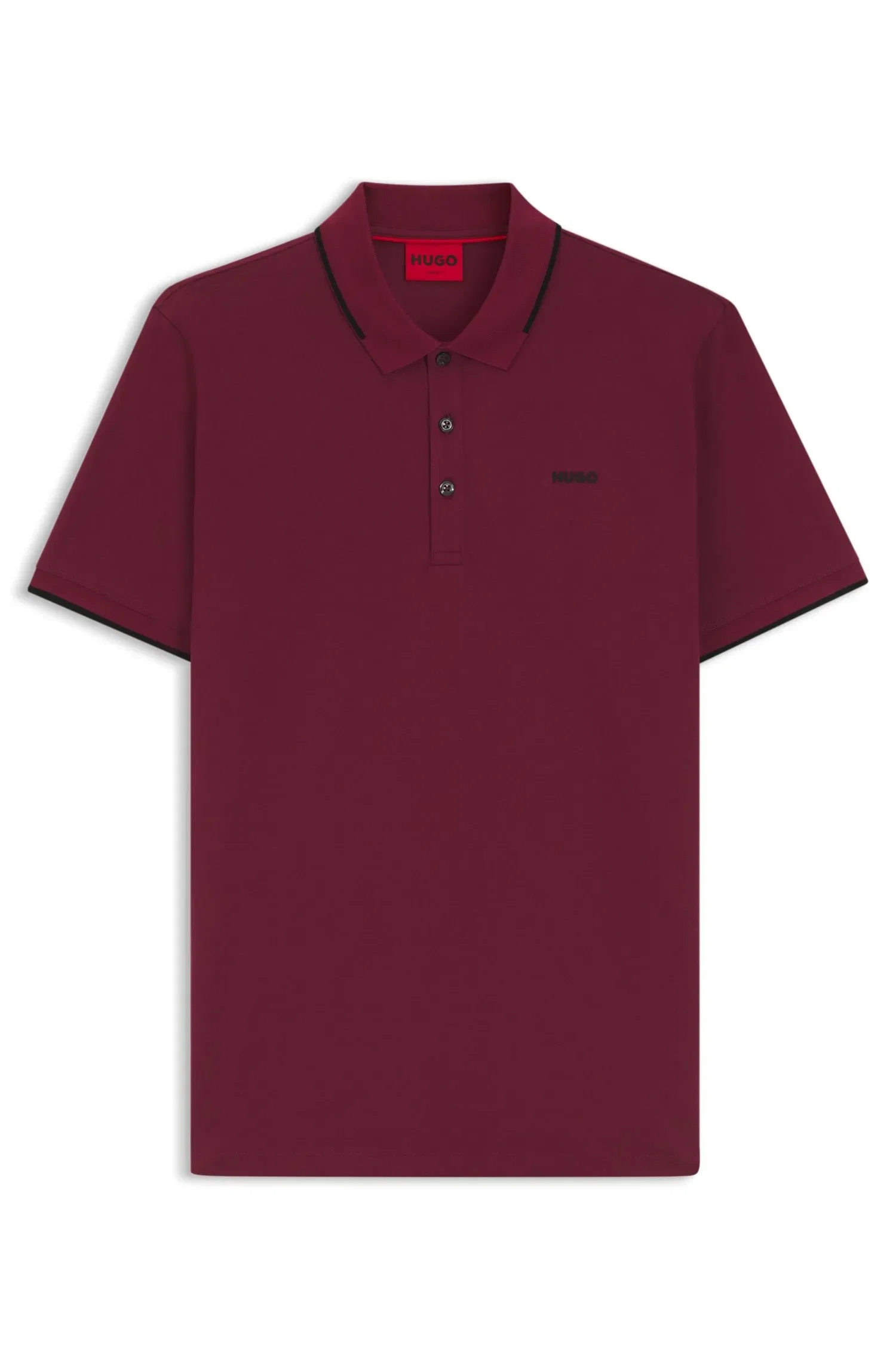 Polo Slim Fit De Algodão Elástico Com Logo Estampado