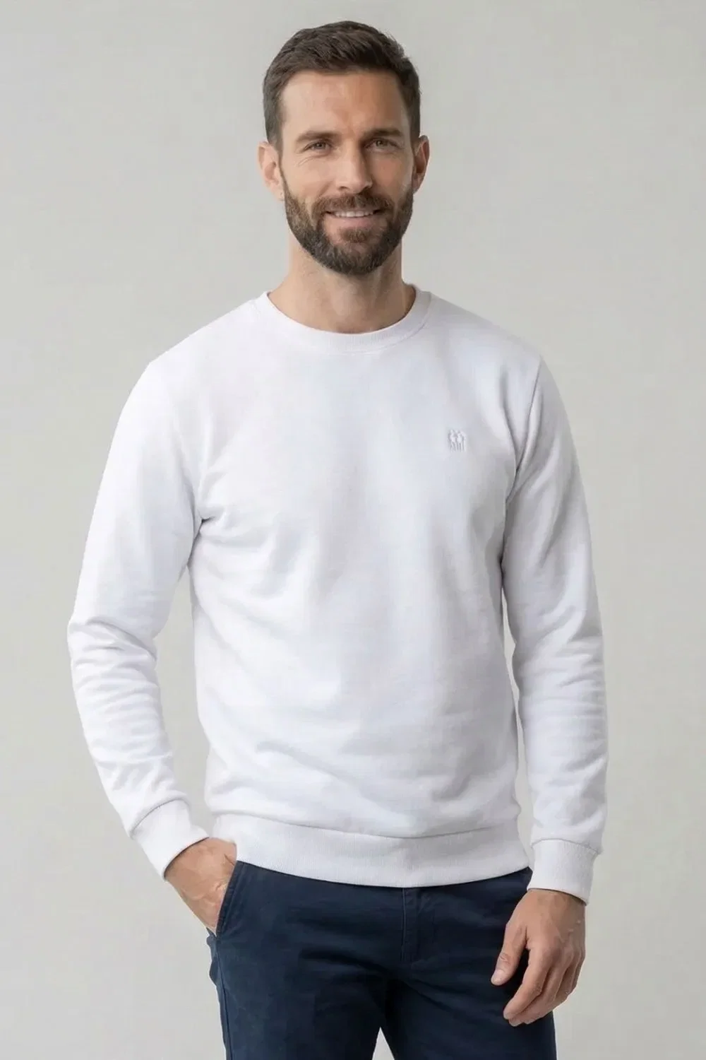 Moletom Masculino Leve Gola Careca Polo Wear Branco