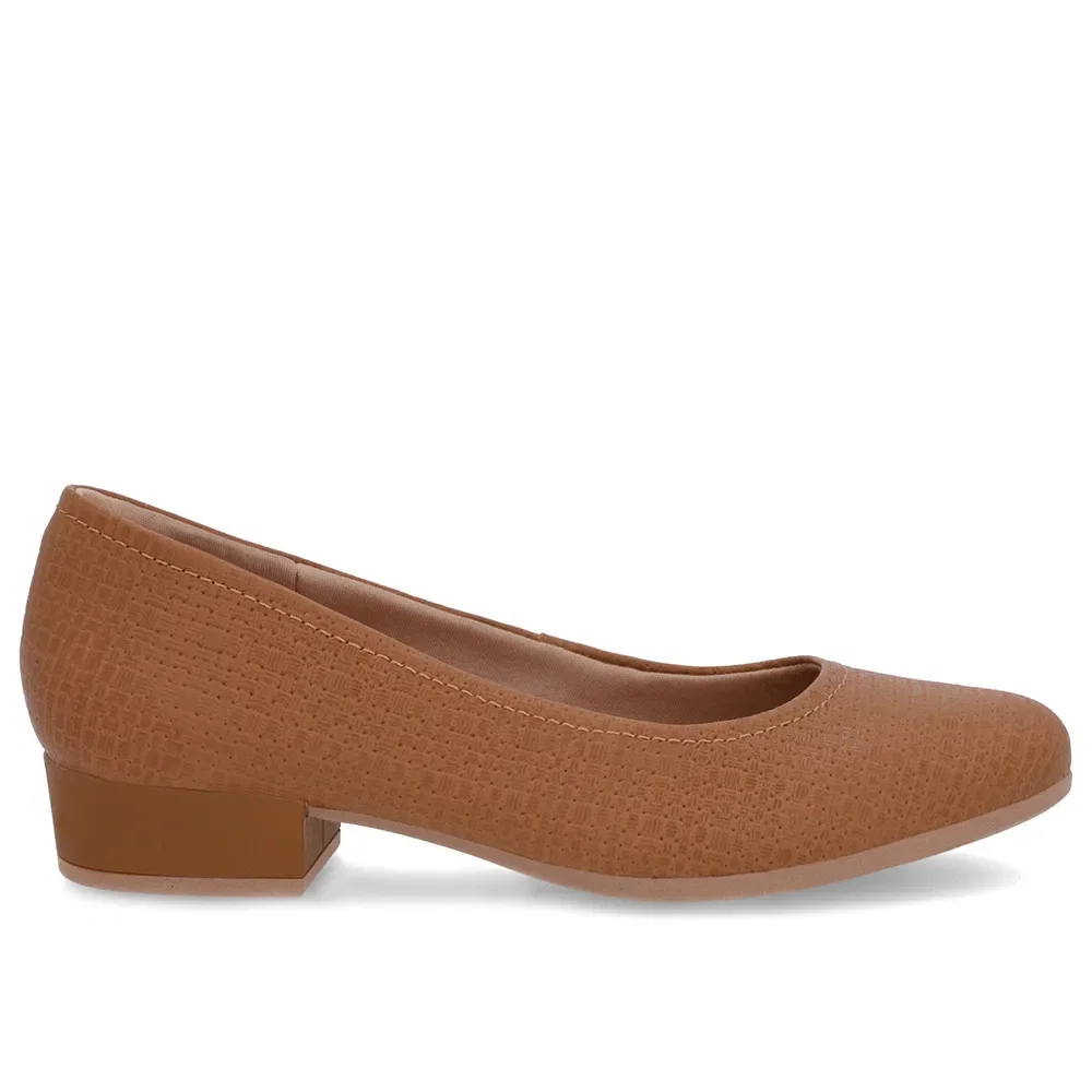 Scarpin Marrom Couro Bico Redondo