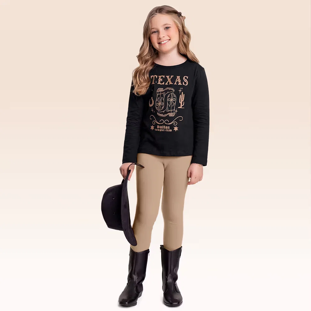 Conjunto blusa manga longa em meia malha e legging em molecotton — imagem 1