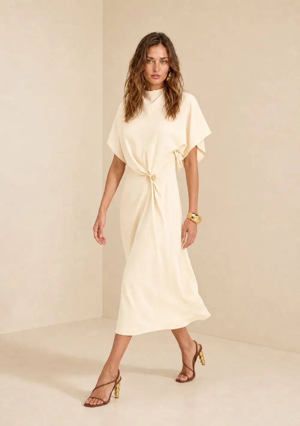 Vestido Midi Moka Bege — imagem 1