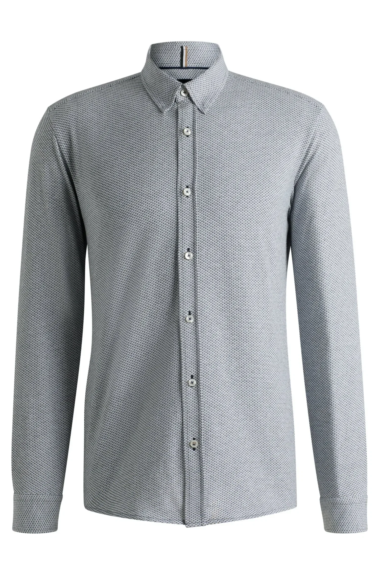 Camisa Slim Fit Em Jacquard De Algodão Estampado — imagem 1