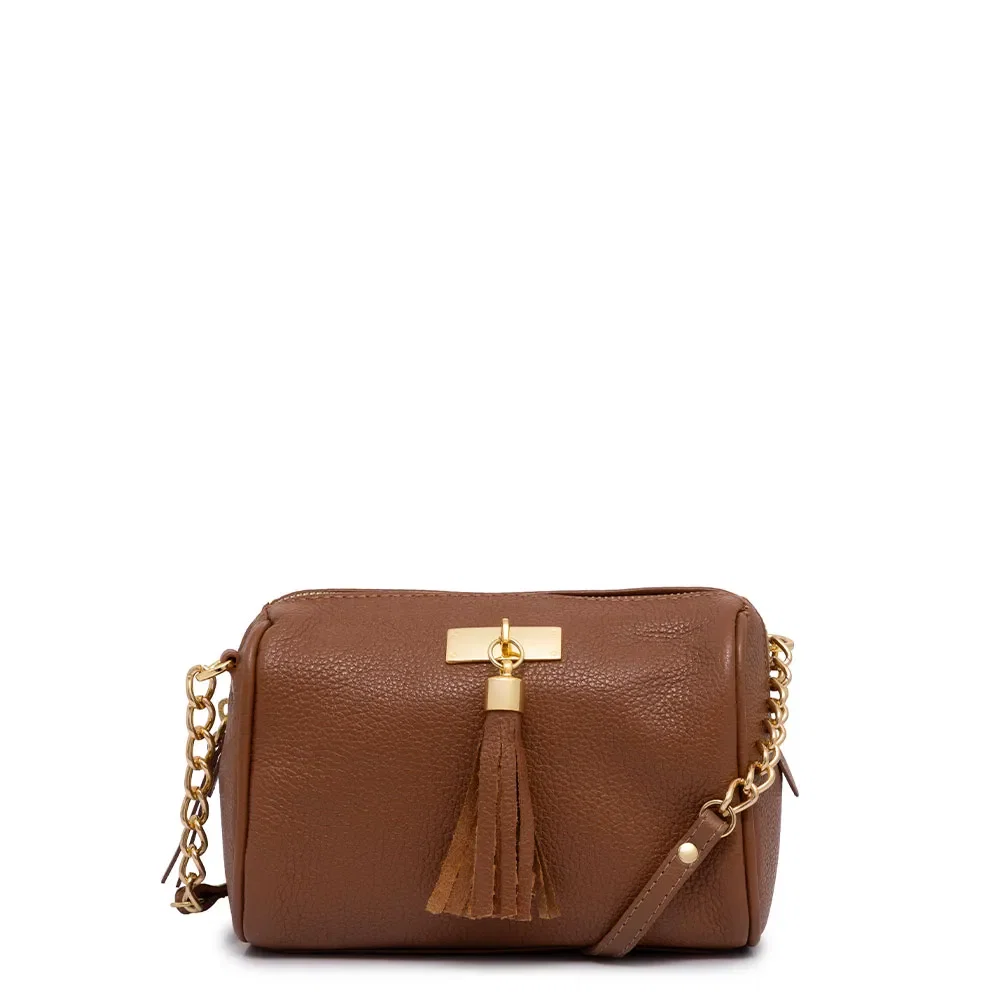 Bolsa Pequena Couro Barbicacho Caramelo — imagem 1