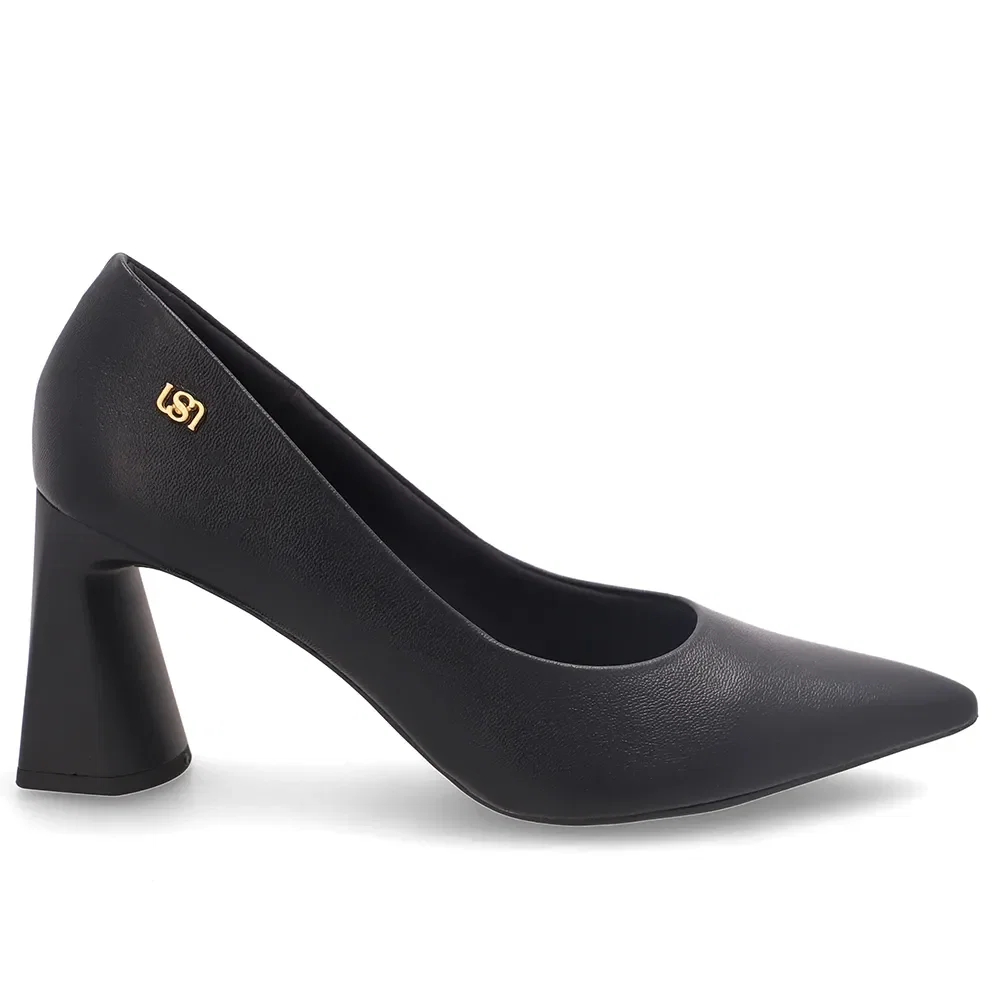 Scarpin Em Couro Preto Bico Fino — imagem 1