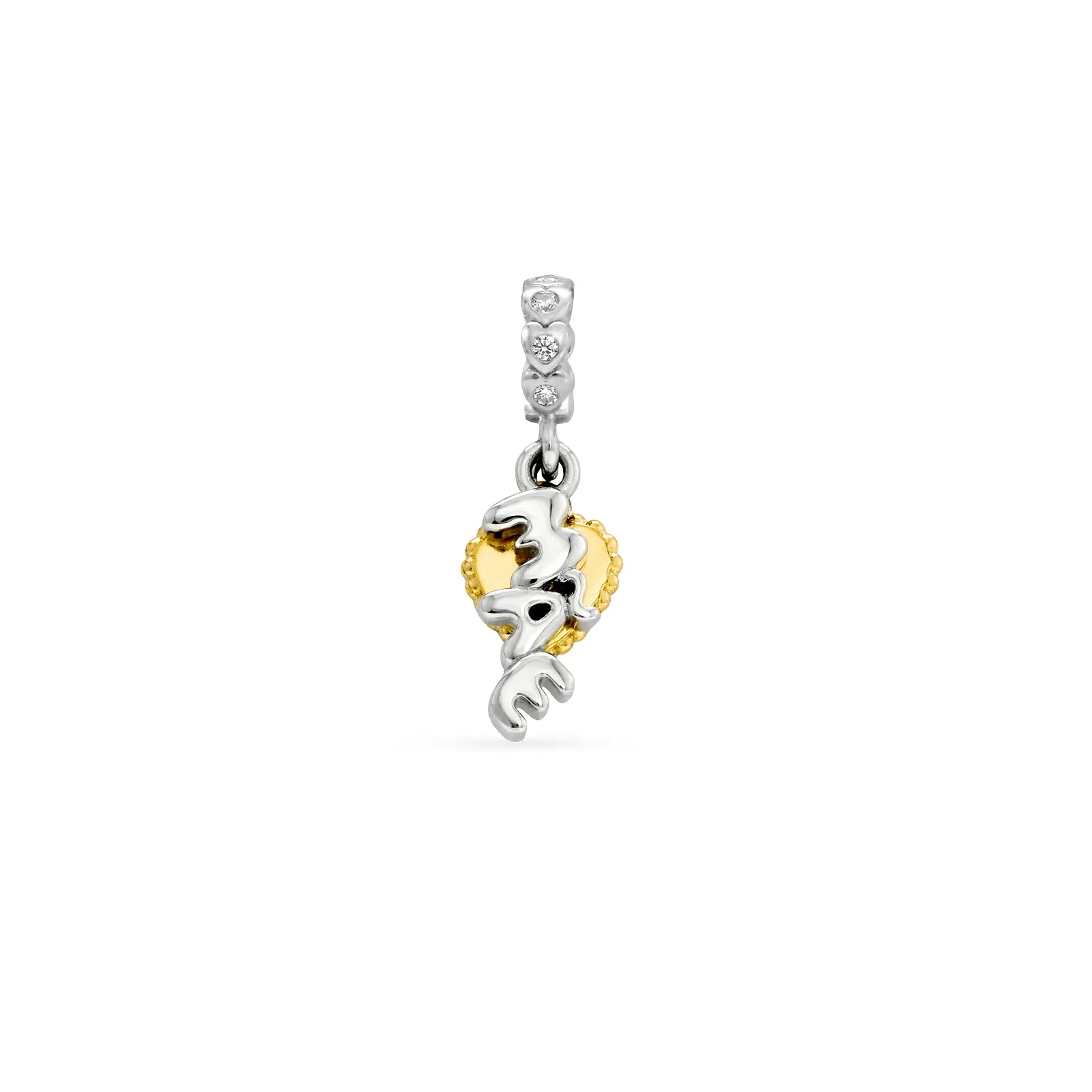 Pingente Life Mama em Prata 925 com Banho de Ouro Amarelo 18k e Zircônia Incolor