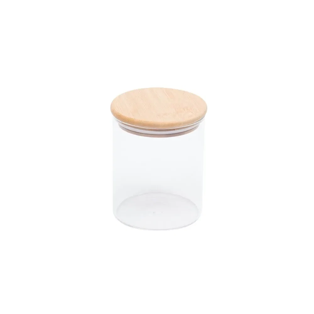 Pote Redondo Kitchen em Vidro com Tampa de Bambu 650ml Kenya