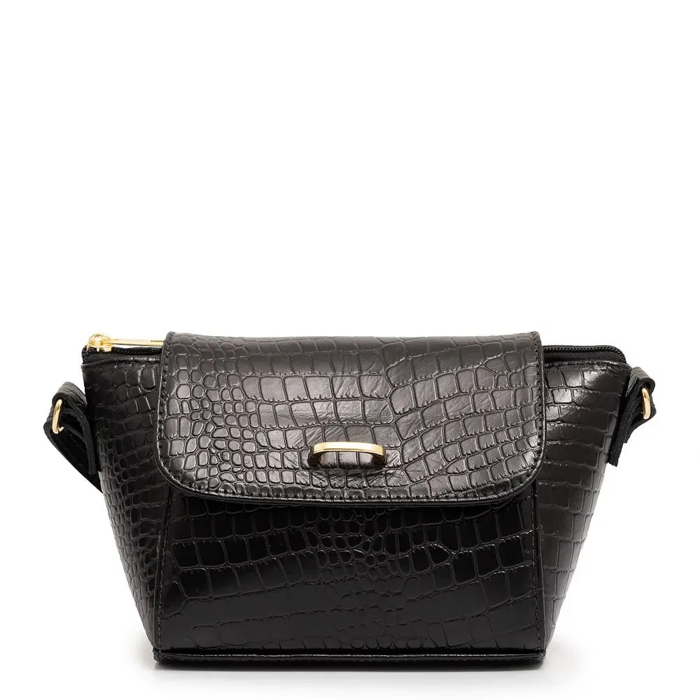 Bolsa Pequena Couro Croco Preto — imagem 1