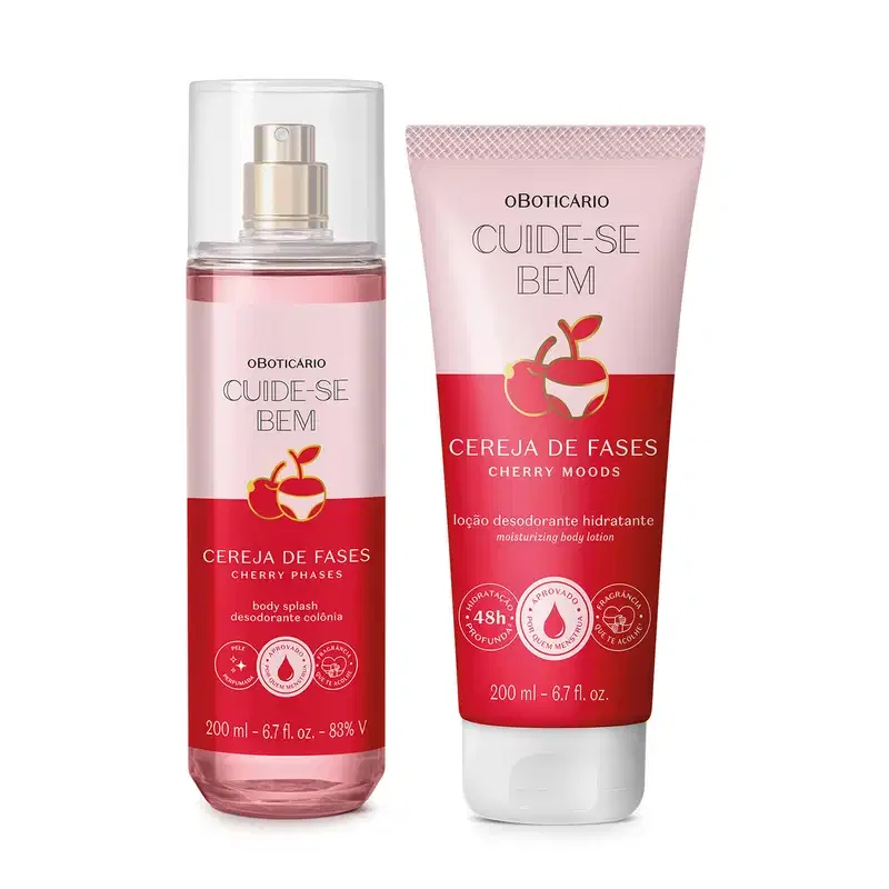 Combo Cuide-se bem Cereja De Fases: Body Splash 200ml + Loção Corporal 200ml