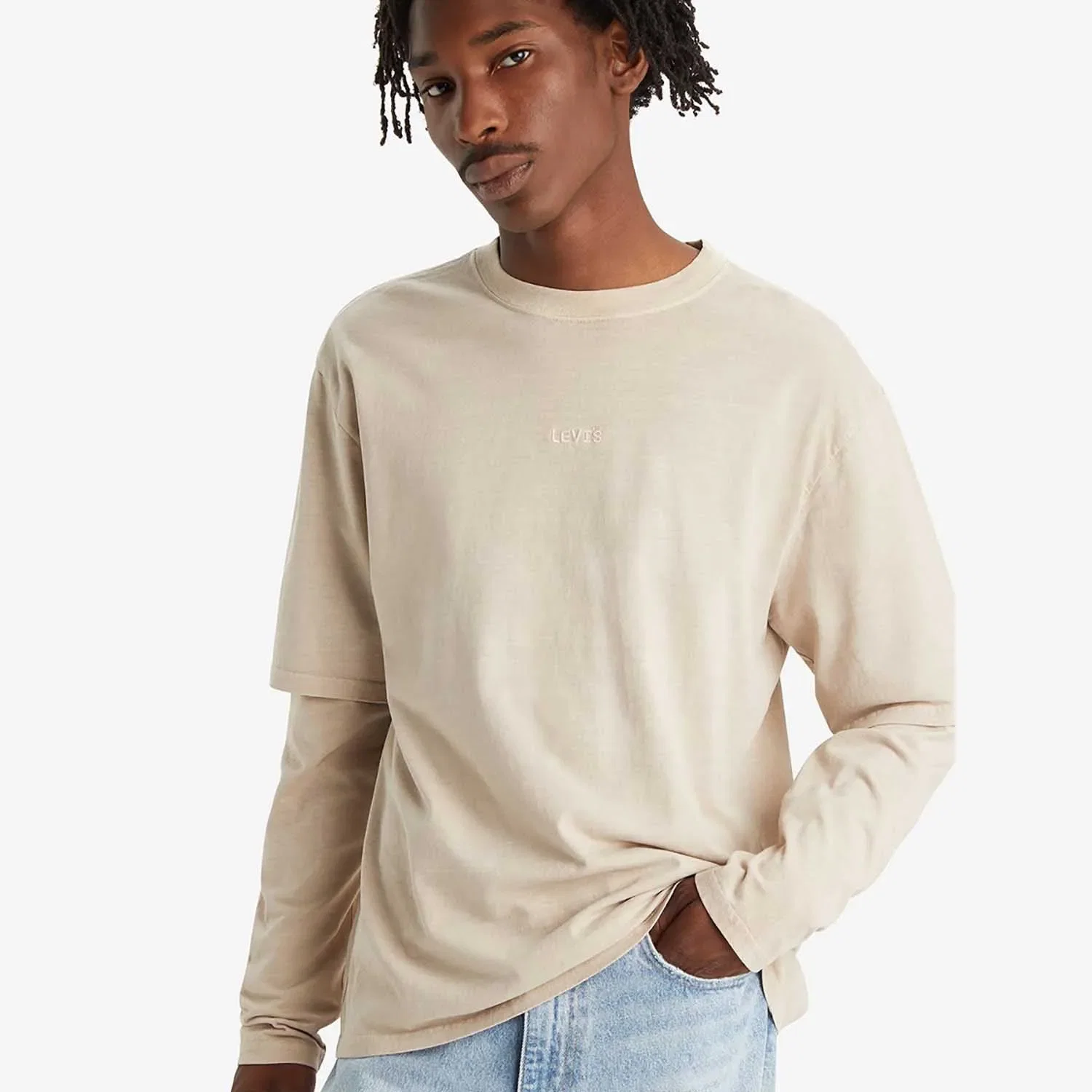 Blusa Levi's® Twofer Bege Manga Longa