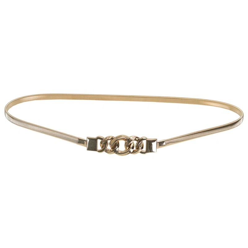 Cinto Feminino Metal Elastico Com Corrente 1cm