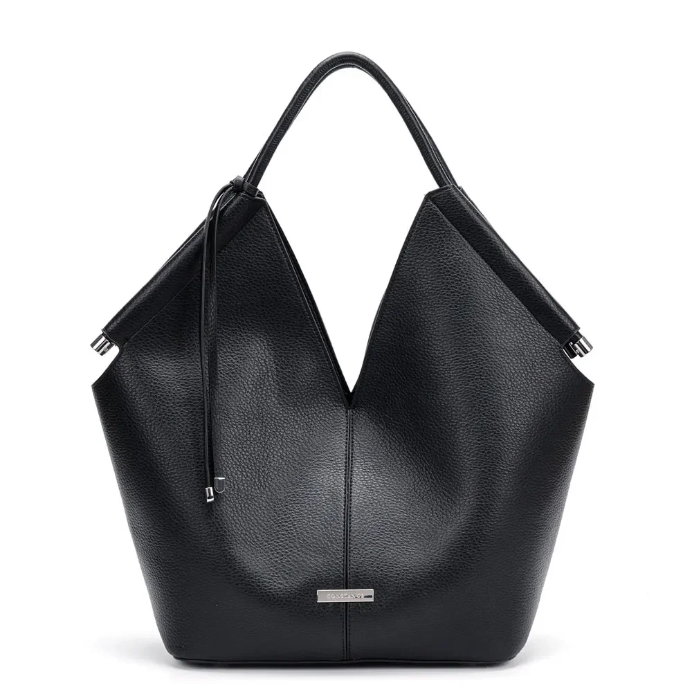 Bolsa Hobo Geométrica Preta