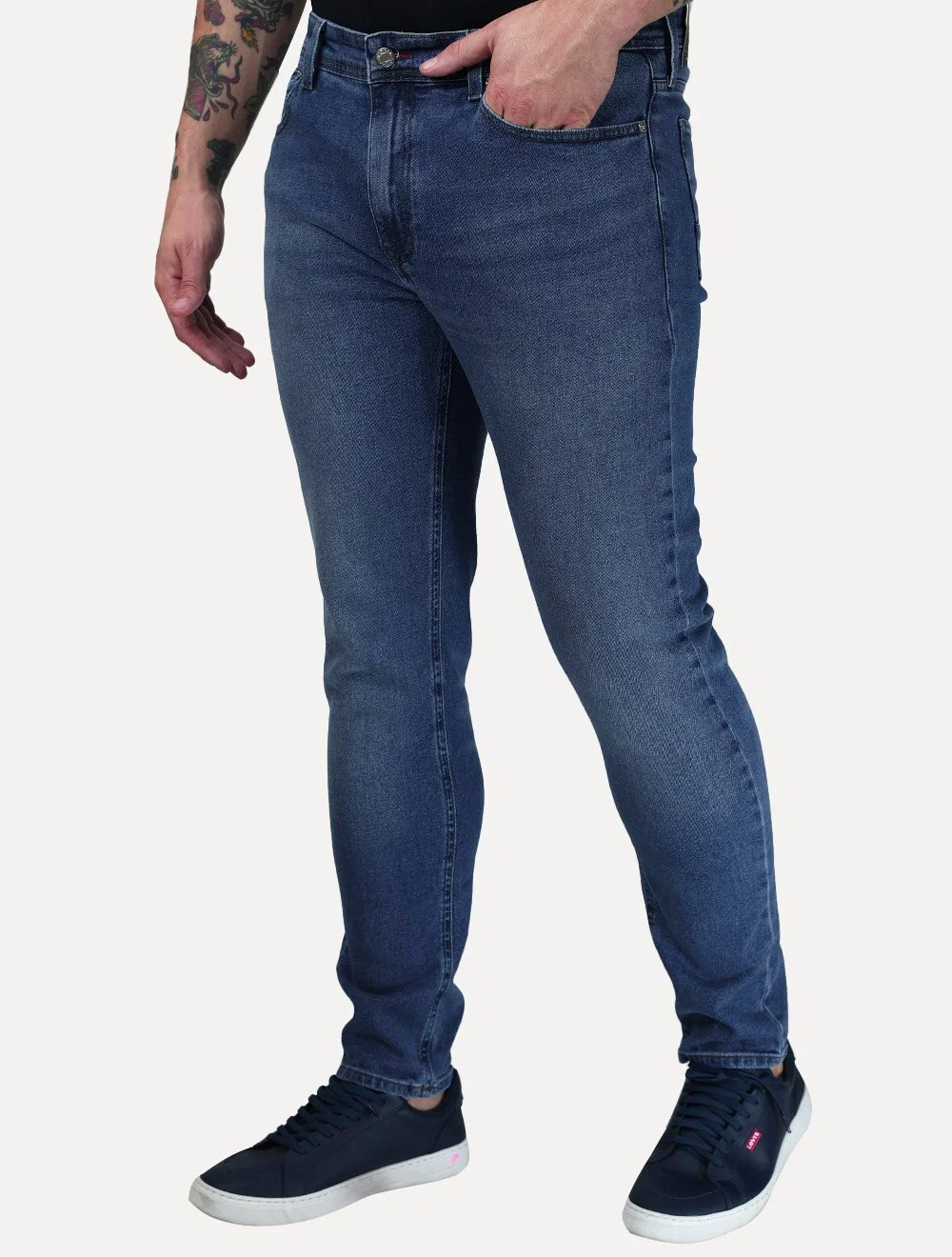 Calça Tommy Hilfiger Jeans Masculina Slim Bleecker Azul Médio