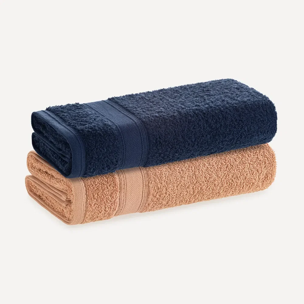 Kit 2 Toalhas de Rosto 100% Algodão Linea Deserto / Naval — imagem 1