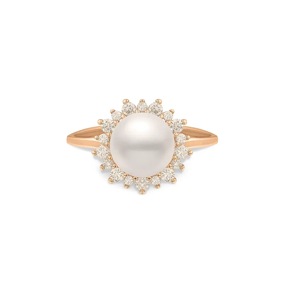 Anel Paris em Ouro Rosé 18k com Pérola e Diamantes Brown — imagem 1