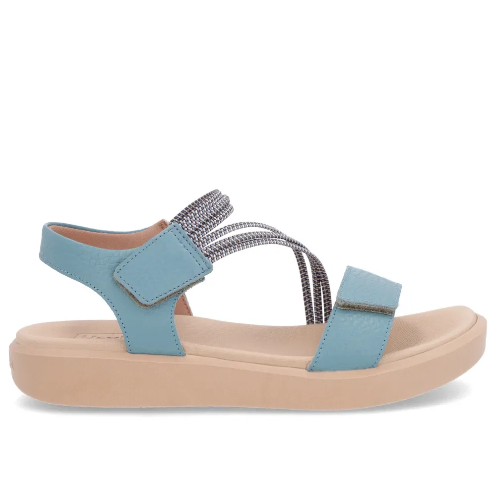 Sandália Plataforma Couro Azul Fecho-Flex — imagem 1
