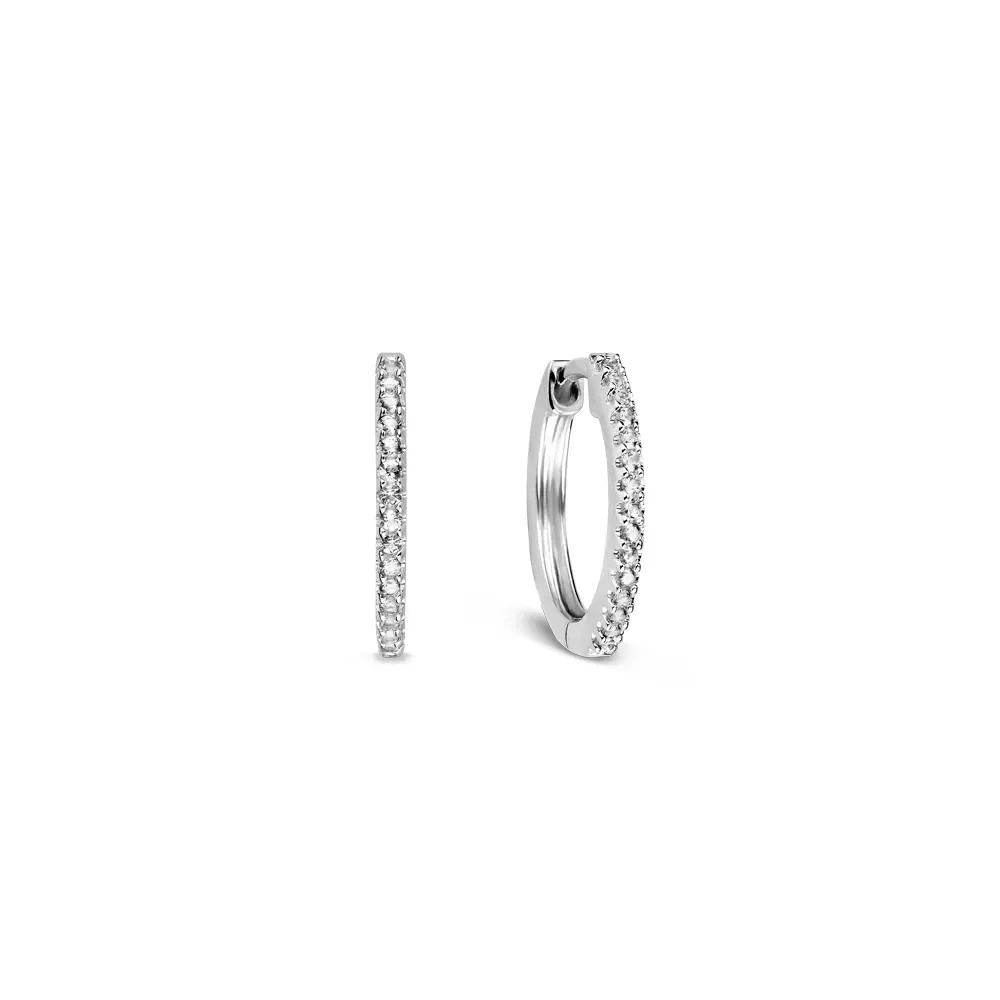 Argola Life Pavê em Prata 925 com Pedras Incolores, 12mm