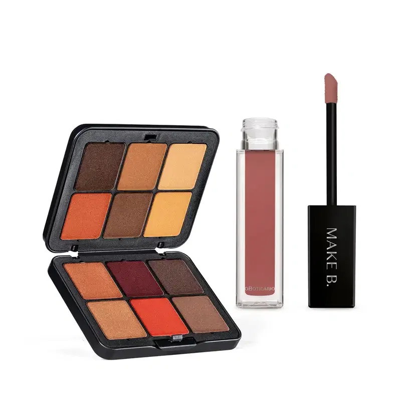 Combo Make B. Deep: Paleta Multifuncional Blend 20g + Batom Líquido Mate Rosa Rose 5ml
