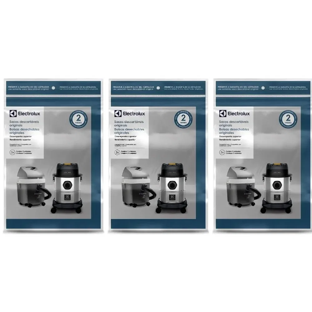 3 Kits 3 Sacos de Aspirador de Pó Modelos HIDROVAC e GT12i (CSEHV)