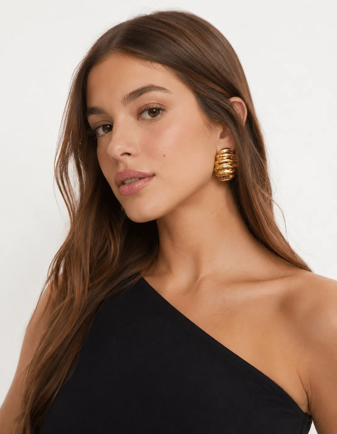 Brinco Oval Texturizado - Dourado