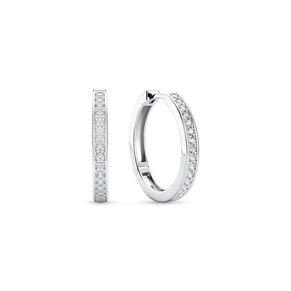 Argola Life Glam em Prata 925 com Pedras Incolores, 18mm — imagem 1
