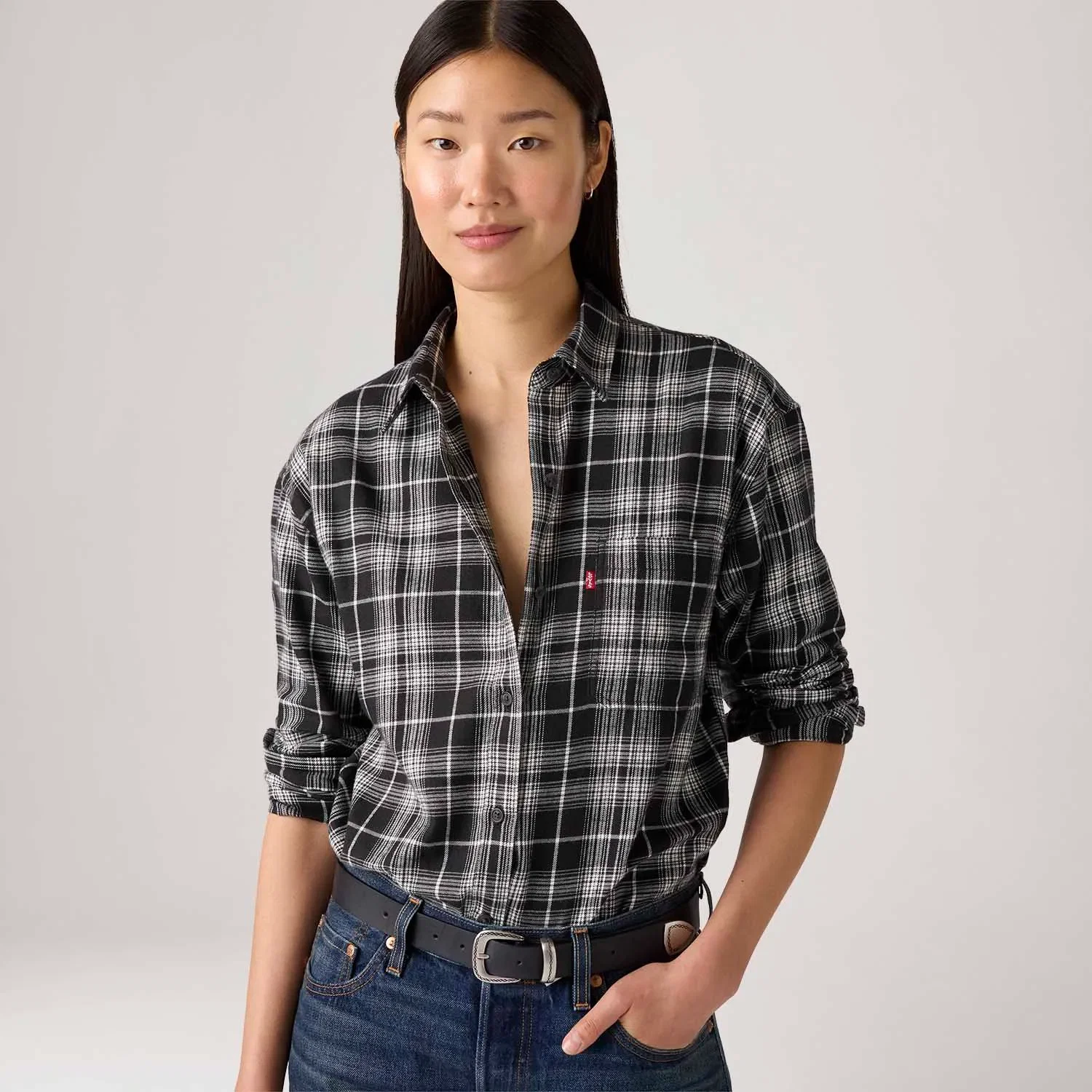 Camisa Levi's® Western Harlie Flannel Xadrex Preta — imagem 1