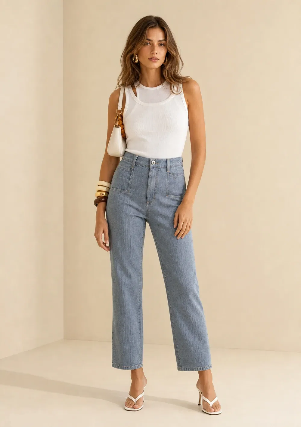 Calça Mom Marfin Cinza