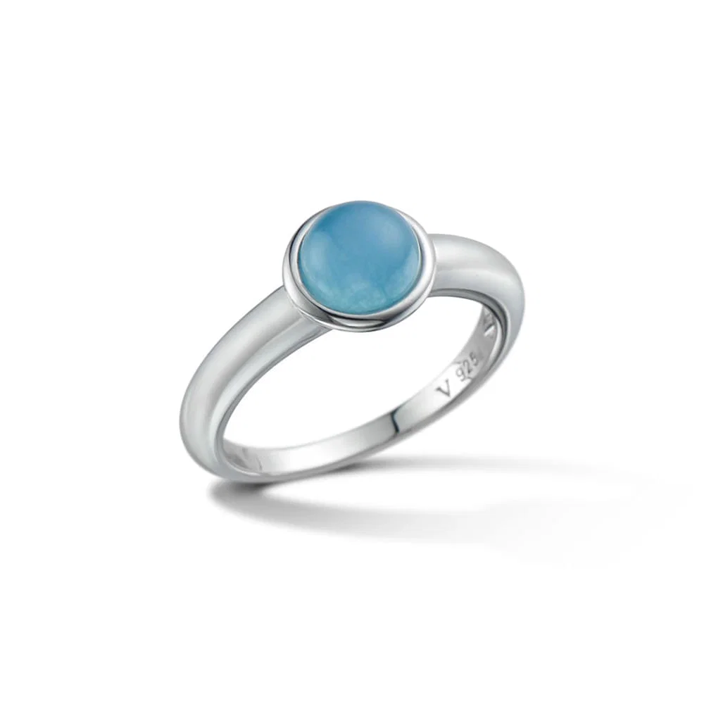 Anel Life My Stone em Prata 925 com Calcedônia Aquamarine