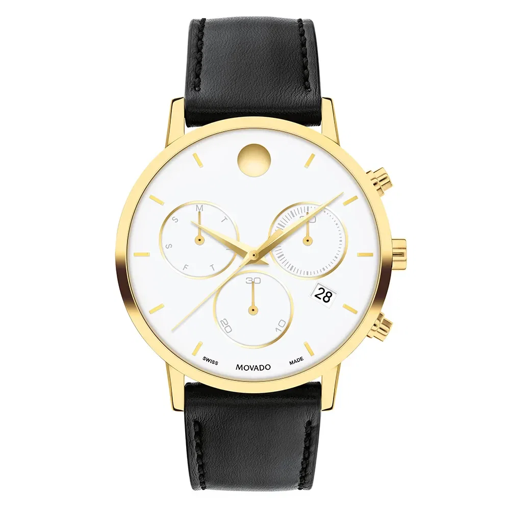Relógio Movado Masculino Couro Preto 607888 — imagem 1