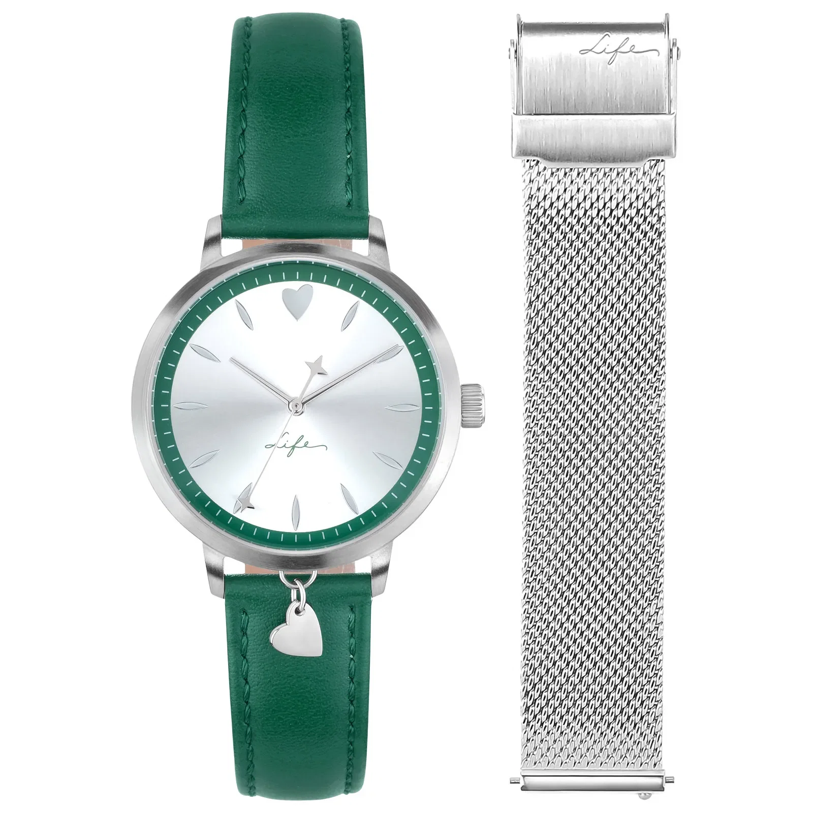 Relógio Life Lovely Feminino Couro e Aço Verde — imagem 1