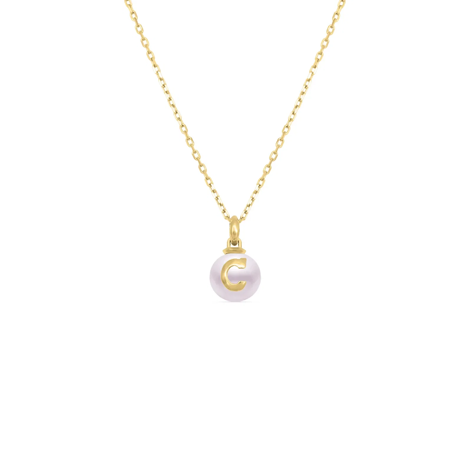 Pingente Letra C em Ouro Amarelo 18k com Pérola — imagem 1