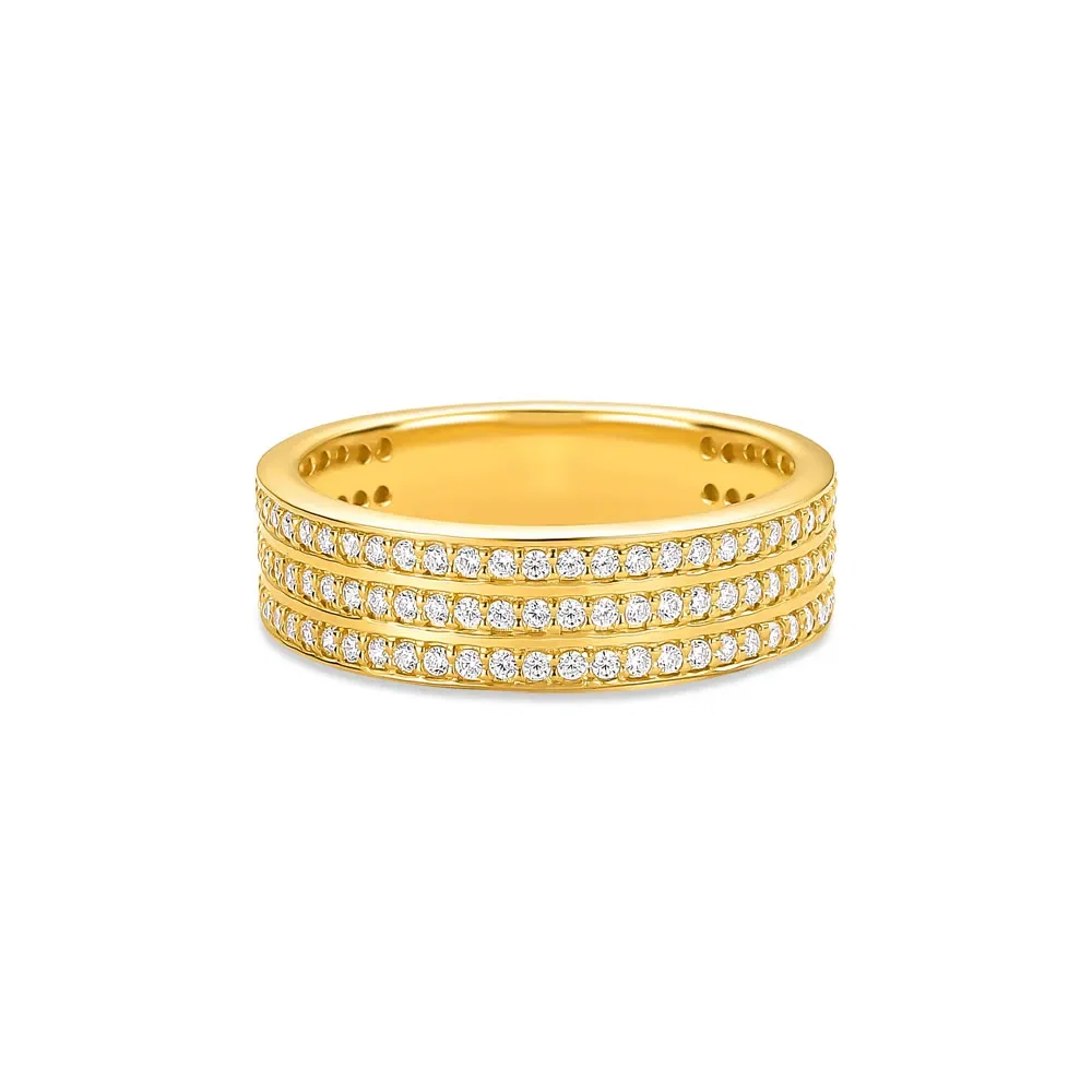 Anel Life Maxi I em Prata 925 com Banho de Ouro Amarelo 18k e Pedras Incolores