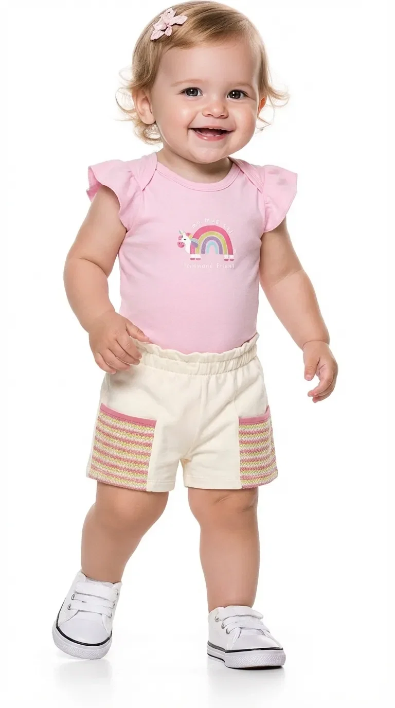 Conjunto body manga curta e short com botão de pressão — imagem 1