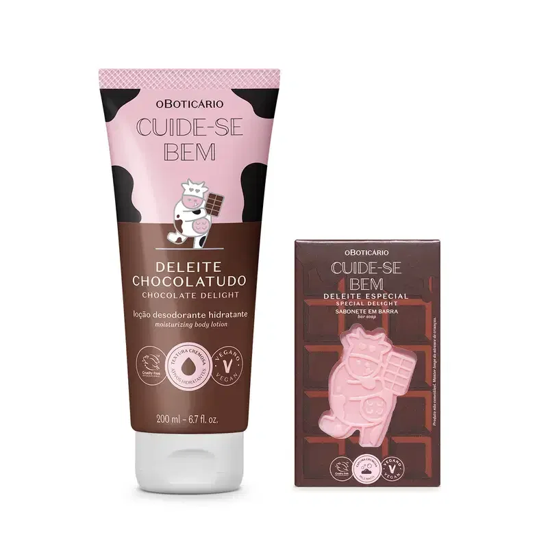 Combo Cuide-se bem Deleite Chocolatudo: Loção Corporal 200ml + Sabonete em Barra 120g