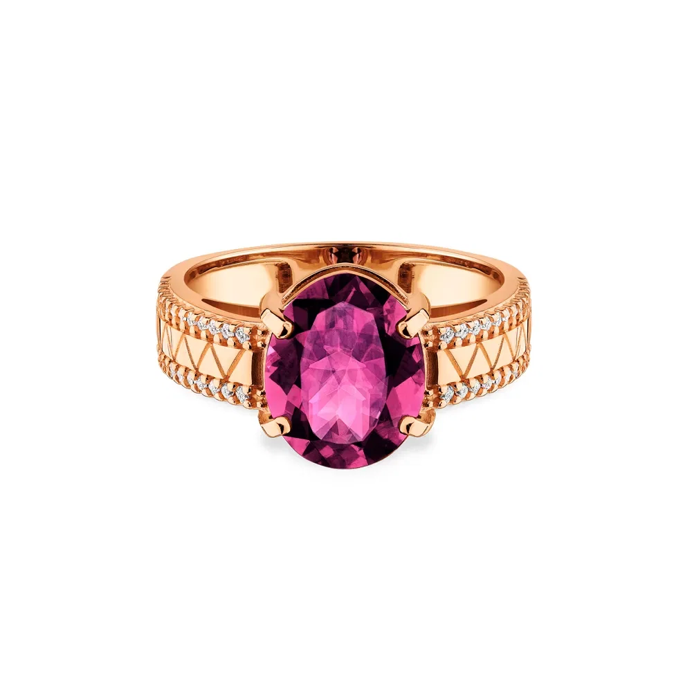 Anel Icona em Ouro Vivara 18k com Rodolita e Diamantes — imagem 1