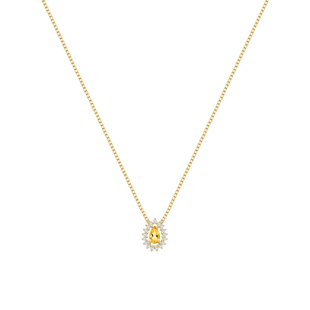 Pingente Classic Cores em Ouro Amarelo 18k com Citrino e Diamantes, 10mm — imagem 1