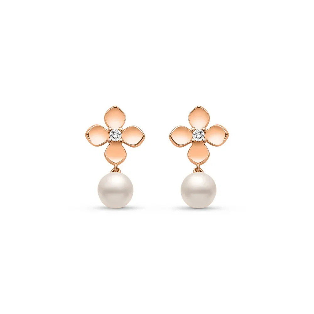 Brinco Giardino em Ouro Rosé 18k com Pérola e Diamantes — imagem 1