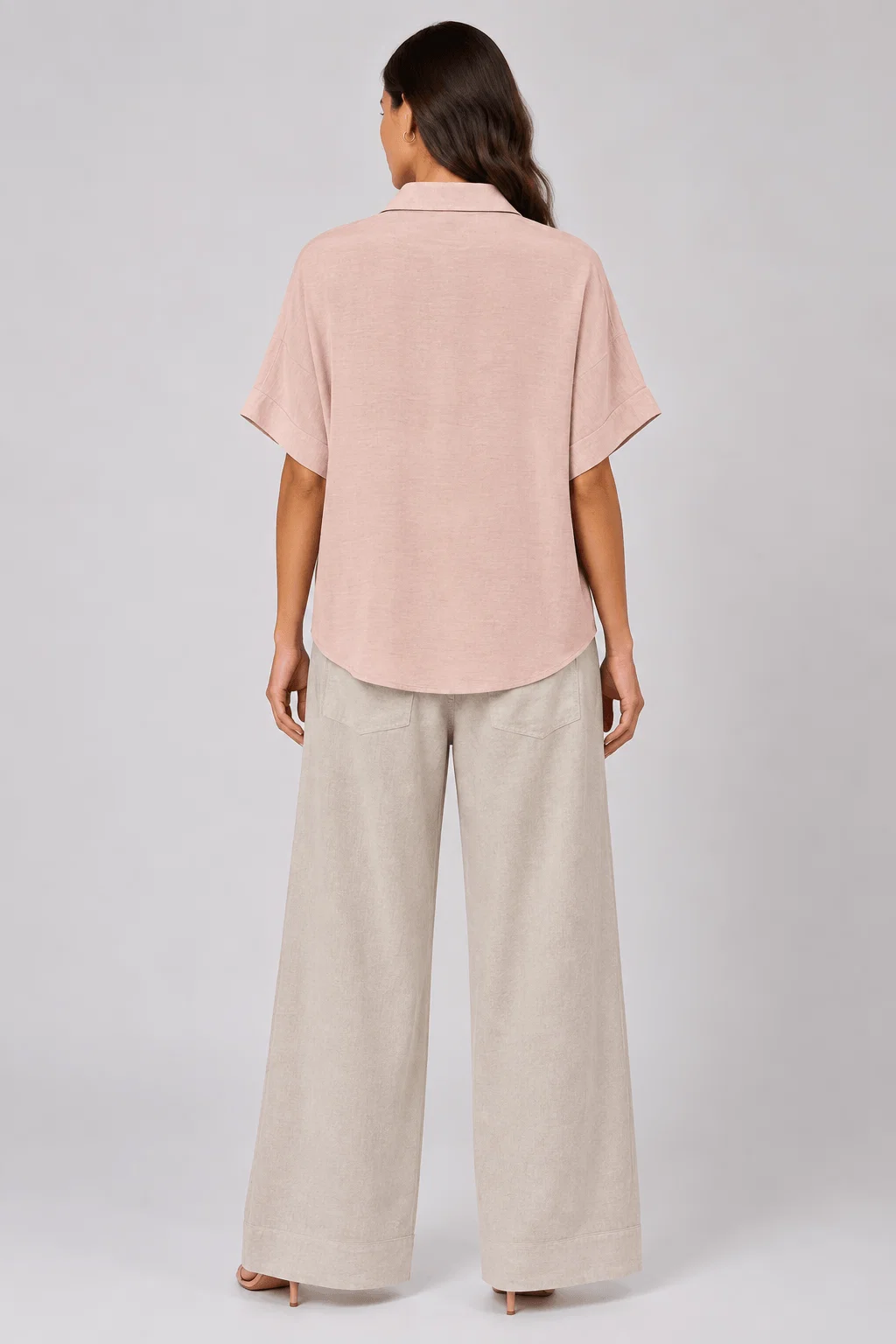 Blusa Manga Curta Com Bolsos - Rosa
