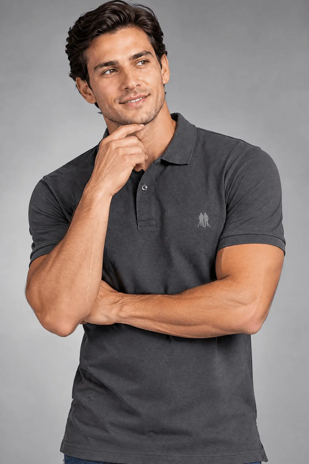 Polo Piquet Com Botão Lisa Polo Wear Marinho
